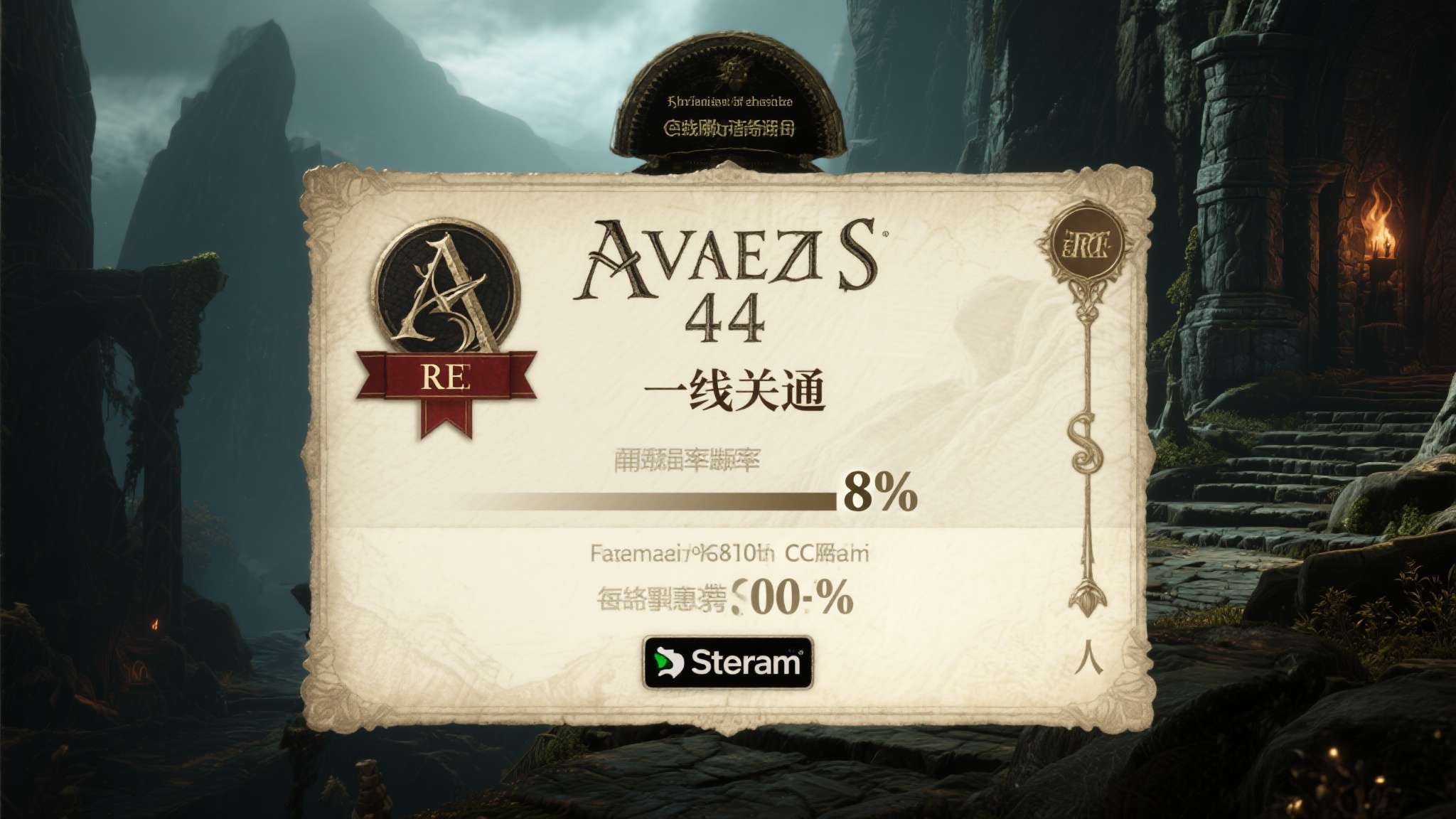 根据Steam平台成就追踪数据显示，《上古卷轴4RE》的主线通关成就解锁率长期徘